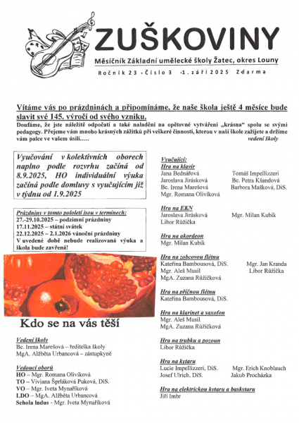 Zuškoviny září 2025