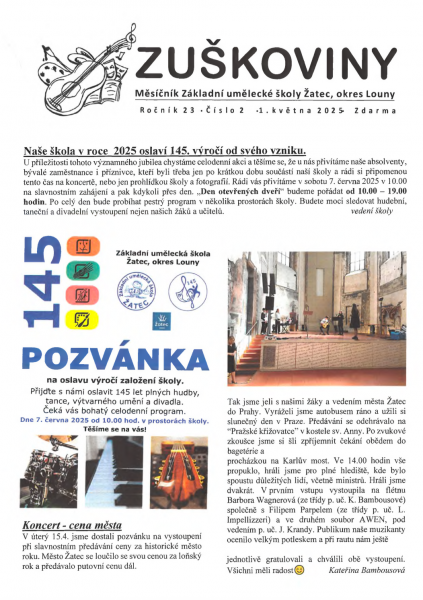 Zuškoviny květen 2025