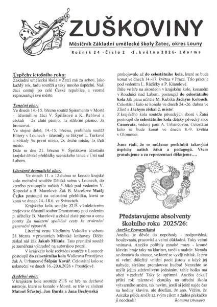 Zuškoviny květen 2026